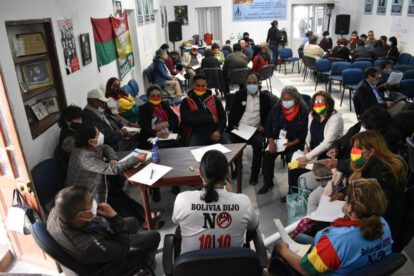 Marcha indígena por la defensa de la democracia y derechos humanos