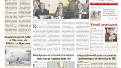 Portadas impresas del periódico La Patria