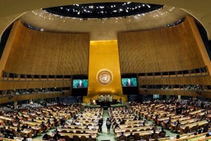 Asamblea de Naciones Unidas con la participación de Luis Arce