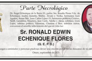 Parte Necrológico de Ronald Edwin Echenique Flores