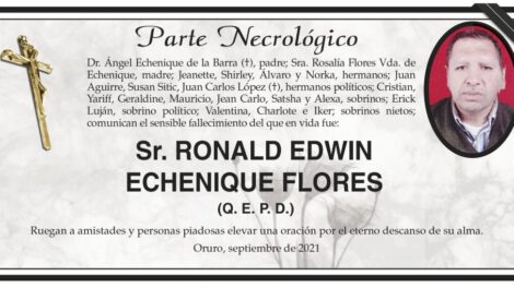 Parte Necrológico de Ronald Edwin Echenique Flores