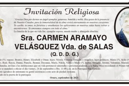 Carmen Aramayo Velásquez, invitación religiosa en su memoria