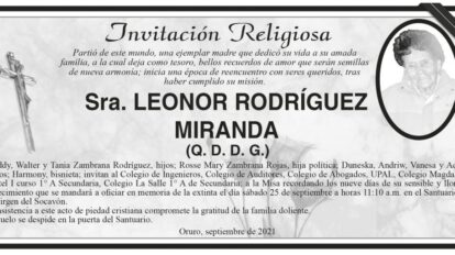 Obituario de Leonor Rodríguez Miranda