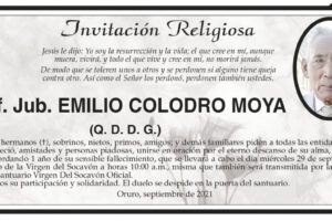 Invitación Religiosa para Prof. Jub. Emilio Colodro Moya
