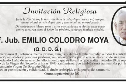 Invitación Religiosa para Prof. Jub. Emilio Colodro Moya