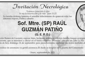 Invitación Necrológica Raúl Guzmán Patiño