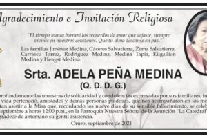 Agradecimiento e Invitación Religiosa por Adela Peña Medina