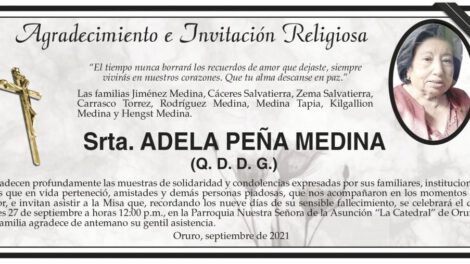 Agradecimiento e Invitación Religiosa por Adela Peña Medina