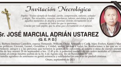 Invitación Necrológica: José Marcial Adrián Ustarez