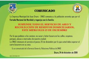 EMAO suspende recolección de basura por Navidad