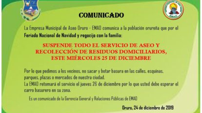 EMAO suspende recolección de basura por Navidad