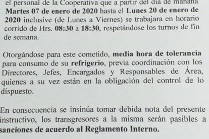 Coteor horario corrido