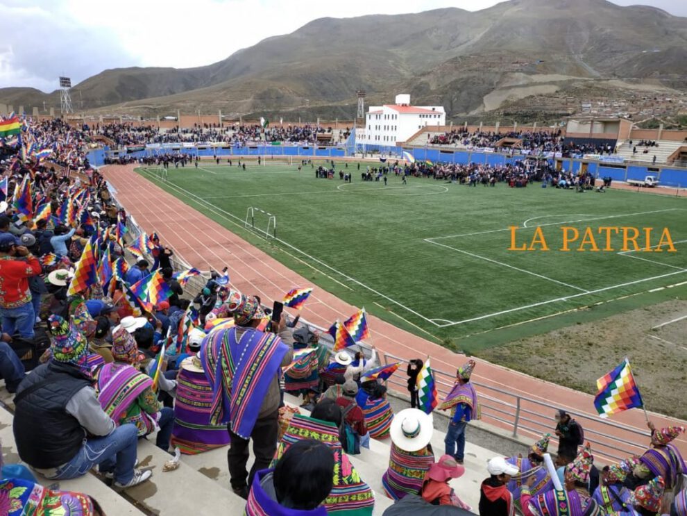MAS en Huanuni durante la asamblea general