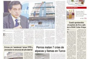 Portadas impresas del periódico La Patria