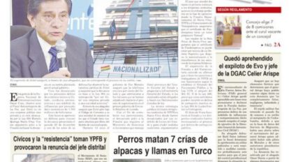 Portadas impresas del periódico La Patria