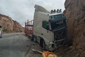 Chofer chileno fallece tras chocar su camión contra una peña