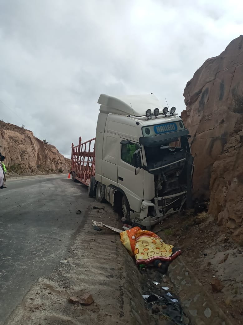 Chofer chileno fallece tras chocar su camión contra una peña