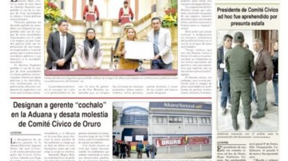 Portadas impresas del periódico La Patria