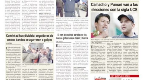 Portadas impresas del periódico La Patria