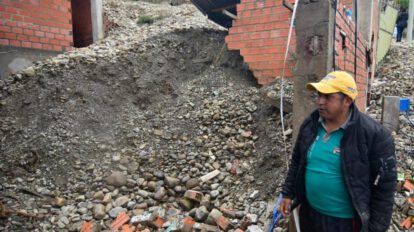 Mazamorra en Achocalla dejó a 8 familias sin vivienda