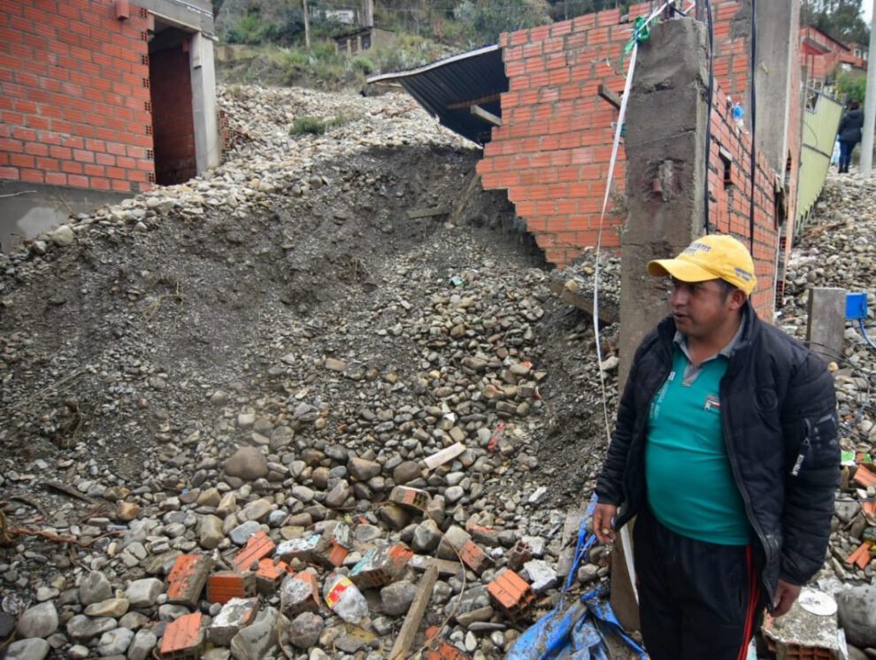 Mazamorra en Achocalla dejó a 8 familias sin vivienda