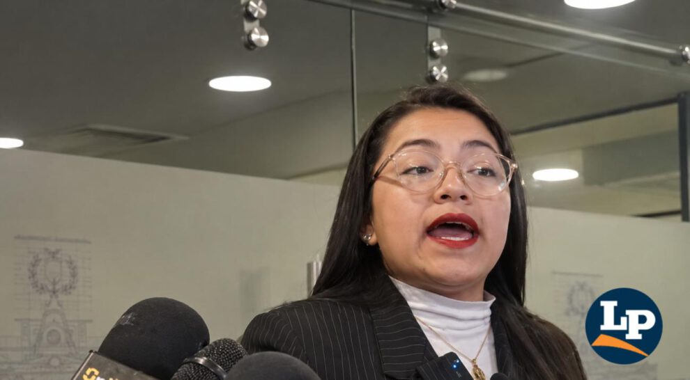 La diputada Justiniano en conferencia de prensa