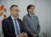 El ministro de Obras Públicas, Mauricio Zamora (d), y el presidente del TSJ (i), Romer Saucedo, durante una conferencia de prensa conjunta