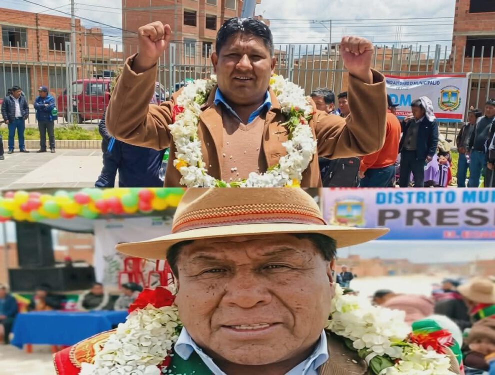 Alberto Quelali (ab)y Pablo Merma (ar), ambos dirigentes del Distrito 14 de la ciudad de El Alto