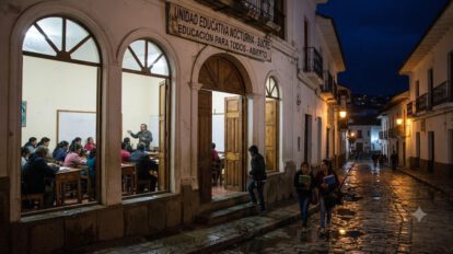 Educación nocturna en Sucre: las aulas del centro siguen abiertas pese a la baja afluencia