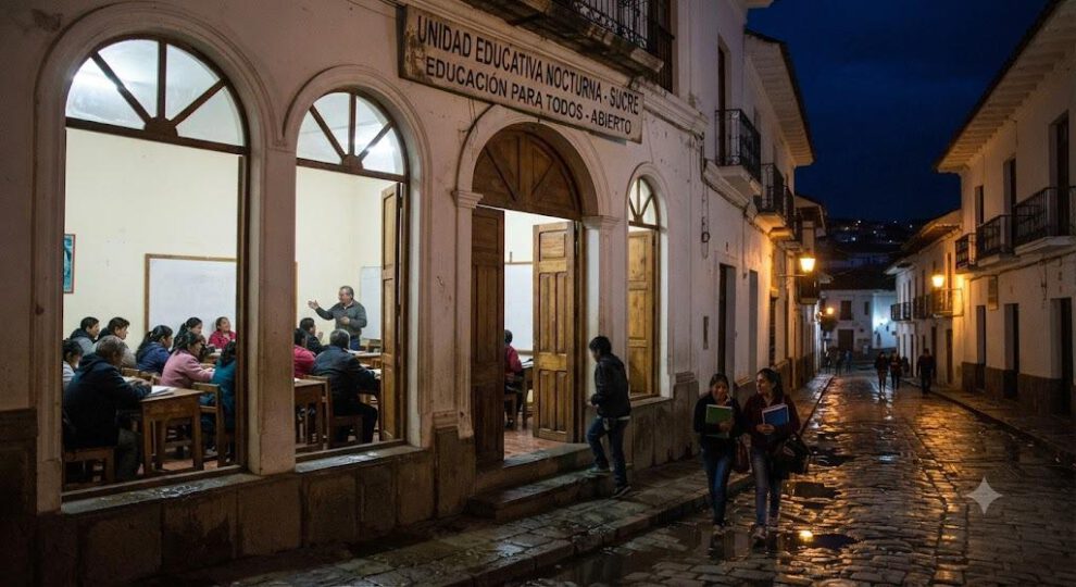 Educación nocturna en Sucre: las aulas del centro siguen abiertas pese a la baja afluencia