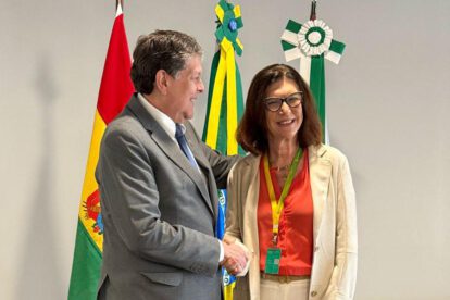 El ministro de Hidrocarburos, Marcelo Blanco y la presidenta de Petrobras, Magda Chambriard