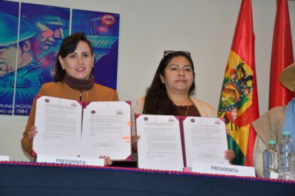La presidente del TCP, Paola Prudencio; y de Amdeor, Adela Aviza
