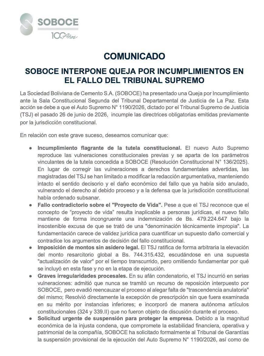 Comunicado de Soboce