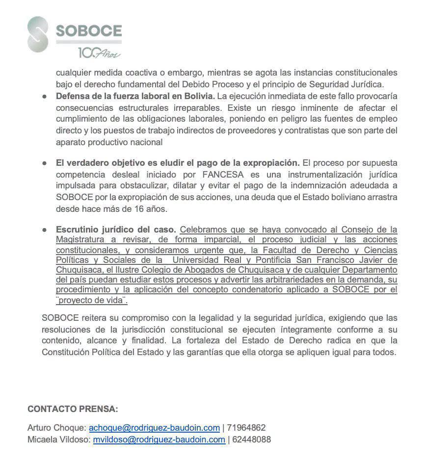 Comunicado de Soboce