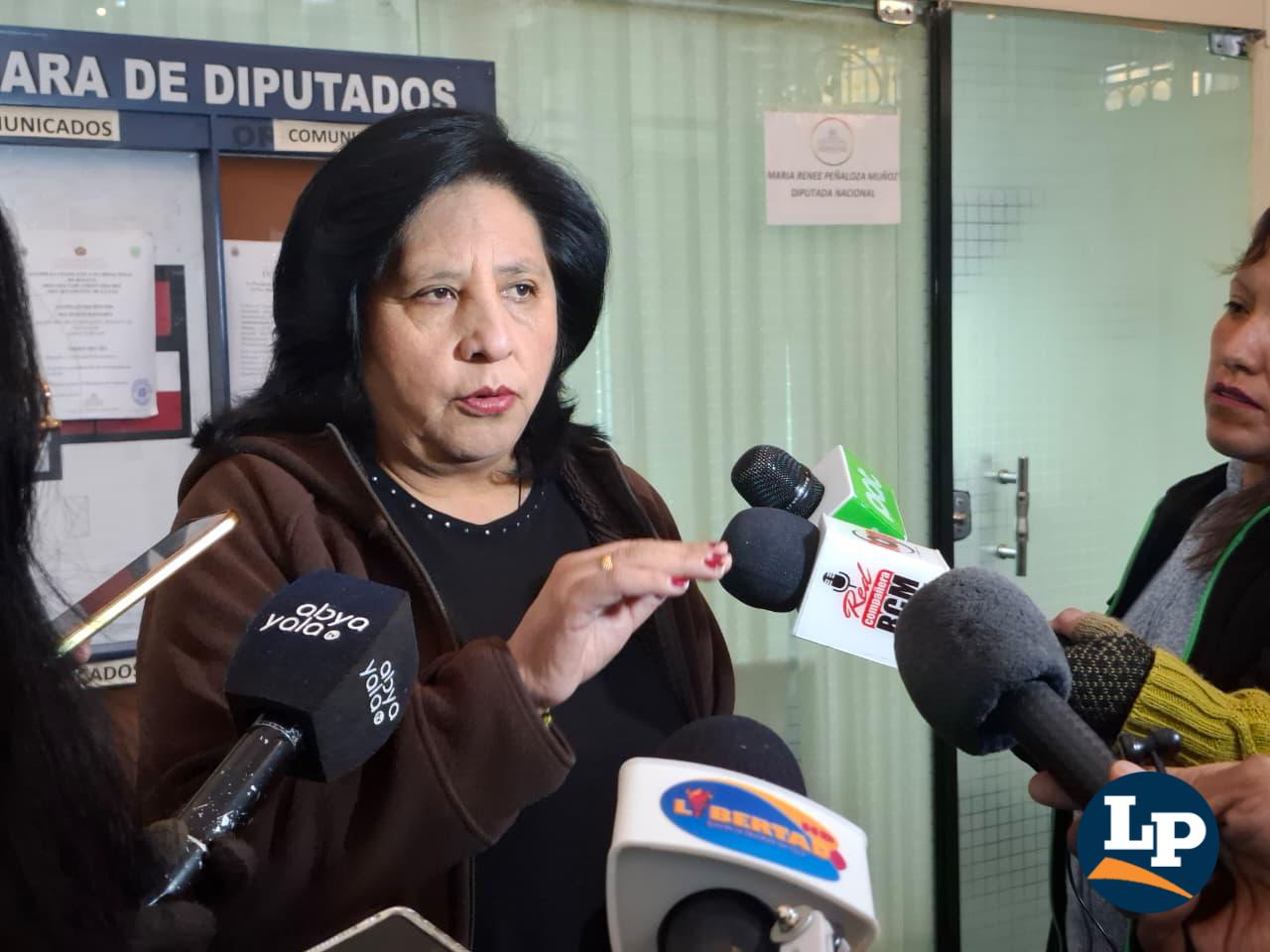 La diputada Bilbao en conferencia de prensa