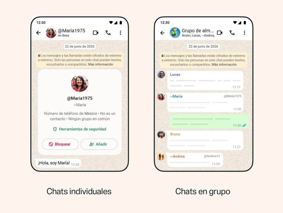 Esto permite que otras personas puedan diferenciar fácilmente entre tu nombre de usuario, tu nombre visible y tu número de teléfono.