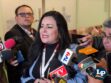La diputada Aguirre en conferencia de prensa