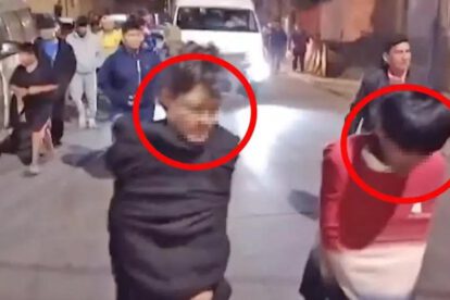 Los ladrones caminaban con las manos atadas