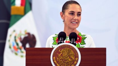 La mandataria de México Claudia Sheinbaum, hablando durante una rueda de prensa