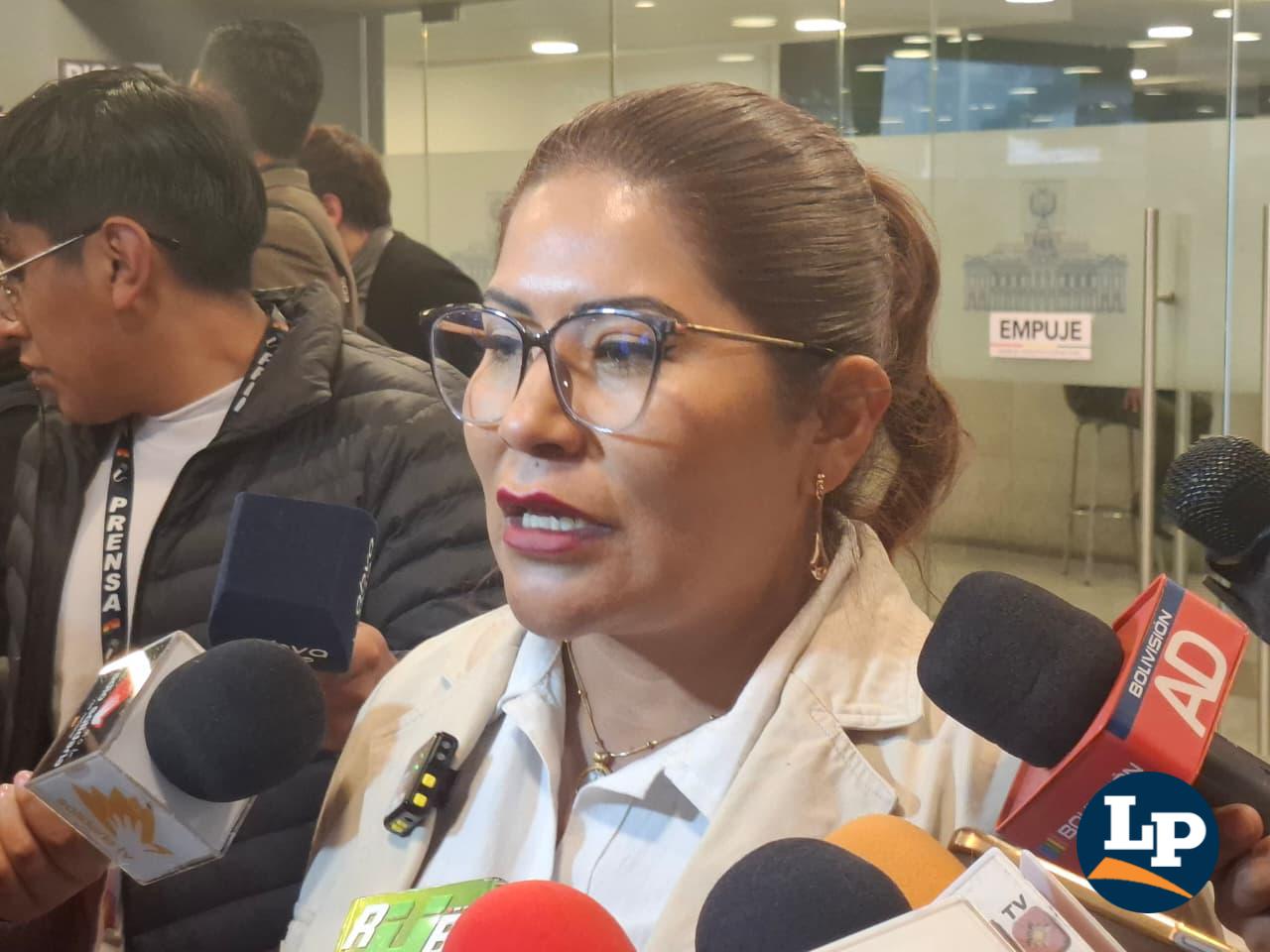 La diputada Pinto en conferencia de prensa