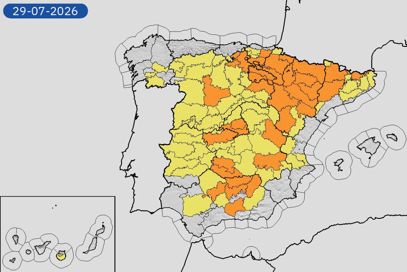 Mapa de alertas en España