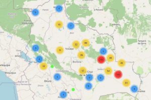 Mapas de Bolivia con focos de calor activos