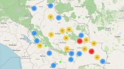 Mapas de Bolivia con focos de calor activos
