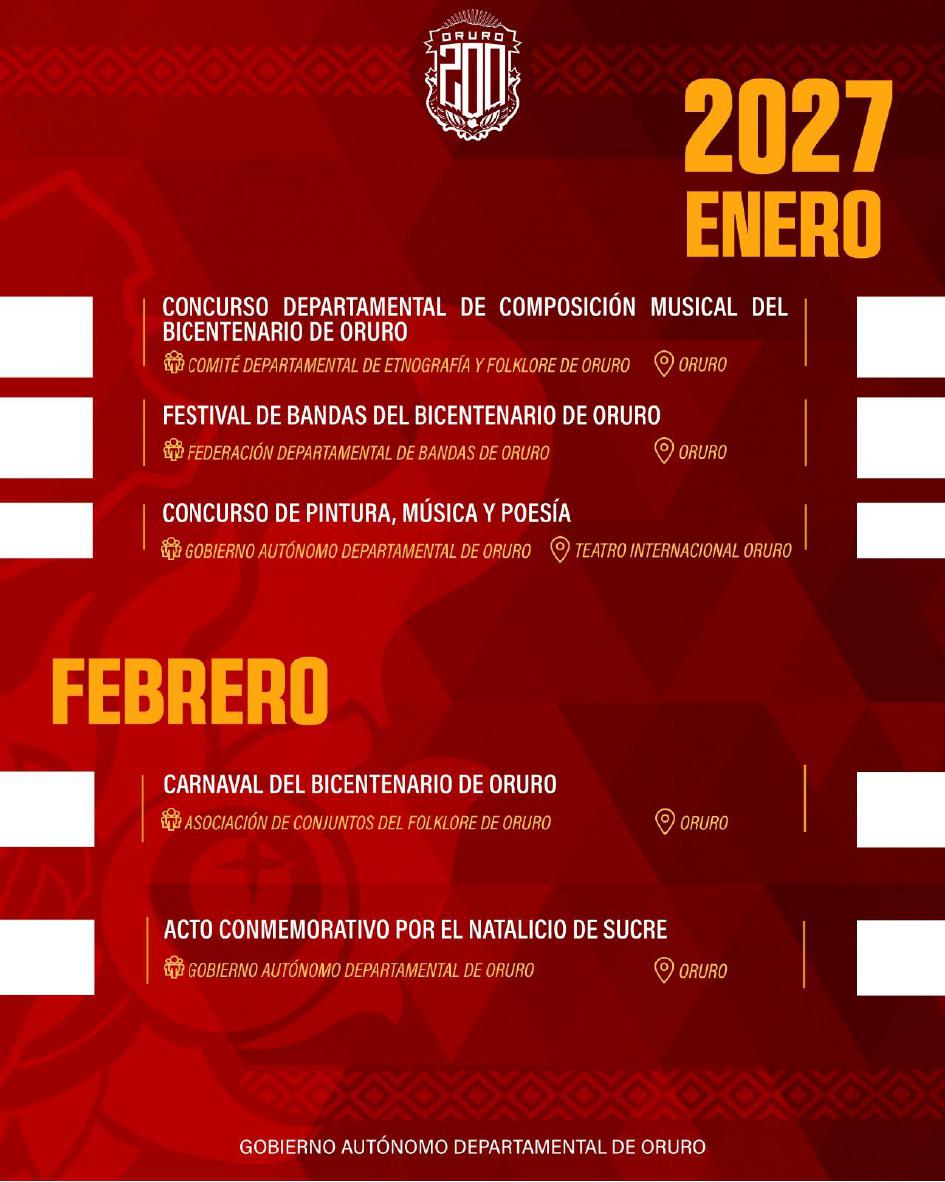 Programa de actividades del Bicentenario de Oruro