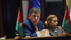 El presidente del Senado, Diego Ávila, en la sesión que aprobó la Ley de Adecuación de Financiamiento de Obligaciones Públicas