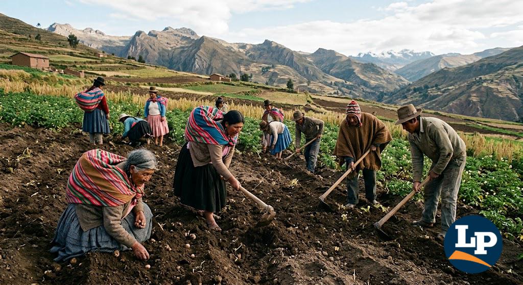 Grupo de campesinos trabajando en agricultura