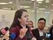 La diputada Cecilia Vargas en conferencia de prensa