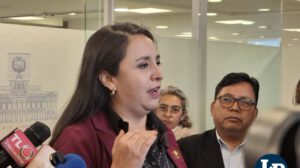 La diputada Cecilia Vargas en conferencia de prensa