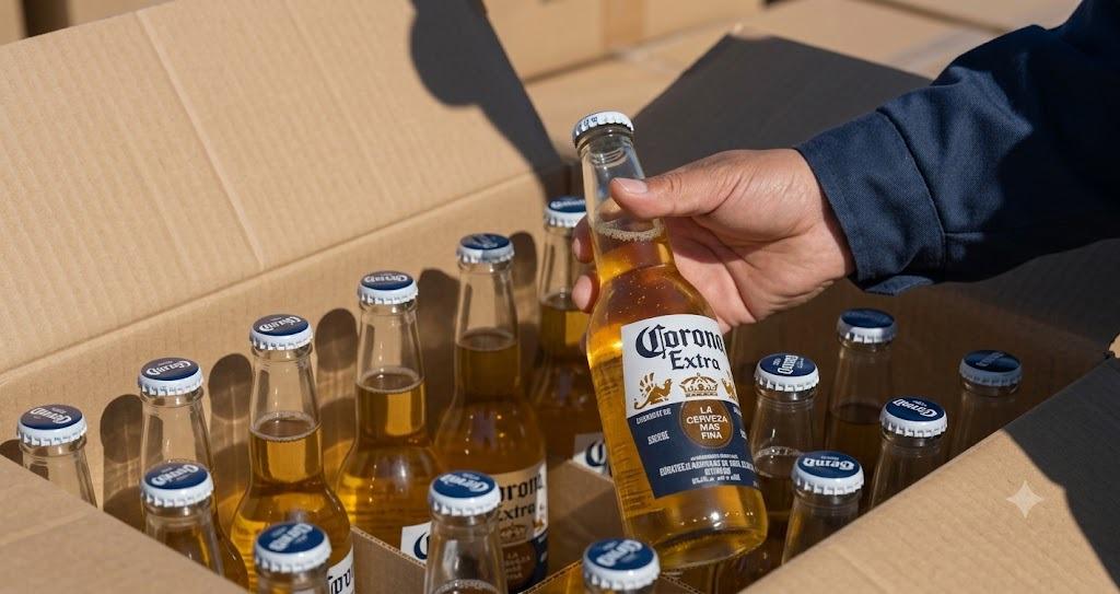 Inspección de las botellas de cerveza