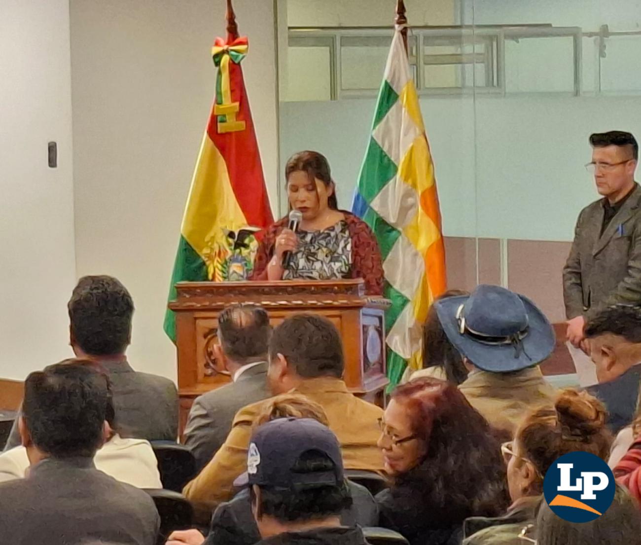 La diputada Pinto en conferencia de prensa